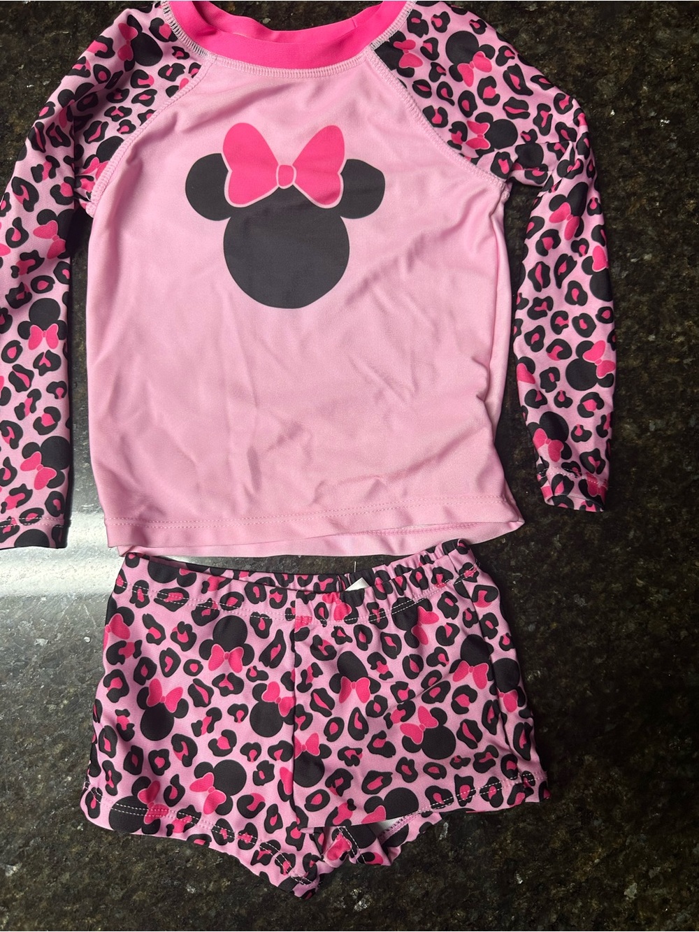 Girls Pink Minnie Mouse Two-Piece swim Set